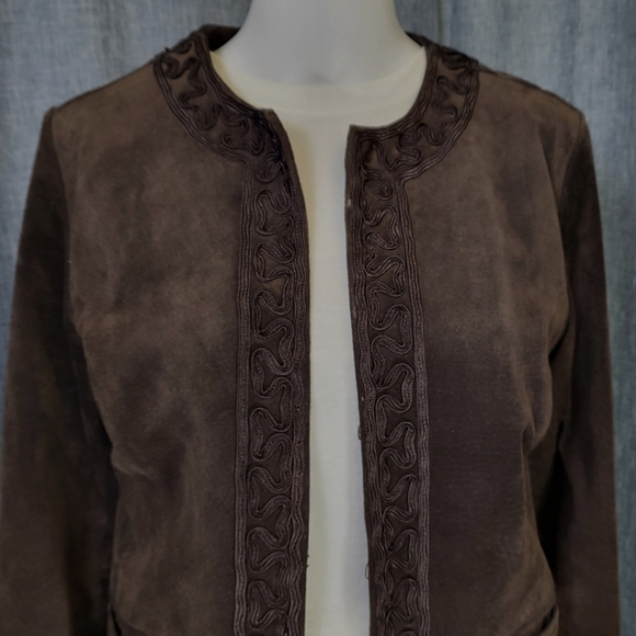 CHICO'S Suede Bolero Jacket Short Mocha Brown Women's XS/S - Picture 2 of 10